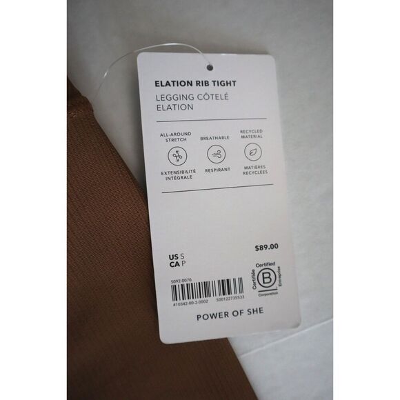 Athleta 410342 Women Sz S Walnut Brown High-Rise Elation Rib Tight Leggings - Picture 9 of 12